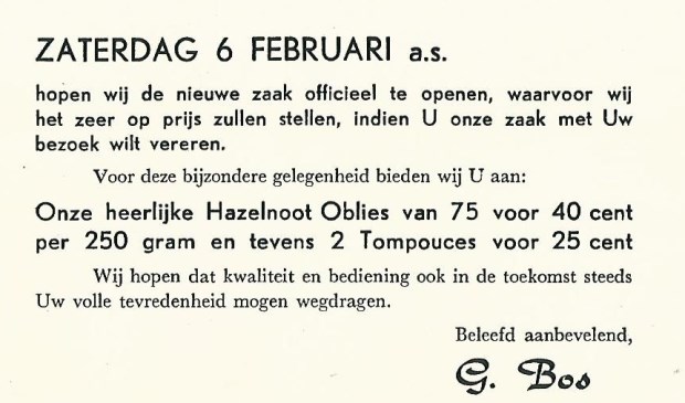 Grootvader G. Bos adverteerde al in 1953.