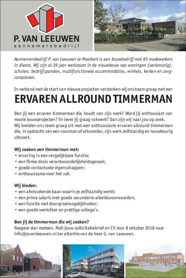 Alblasserwaard Ervaren Allround Timmerman