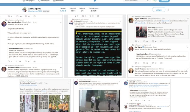 • Enkele retweets van het inmiddels gesloten Twitteraccount van Jan Haagsma.