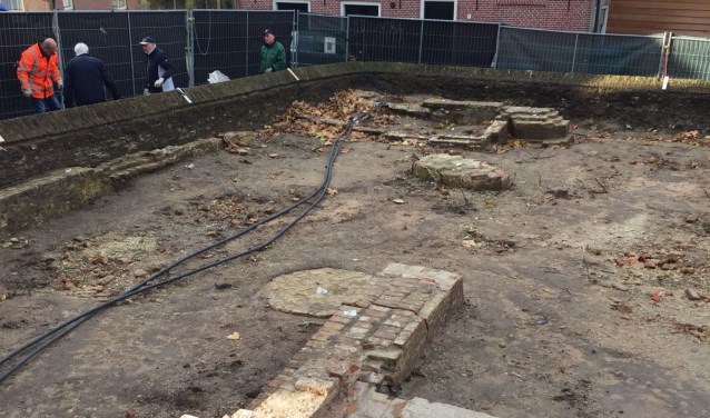 De opgravingen bij de kerk.
