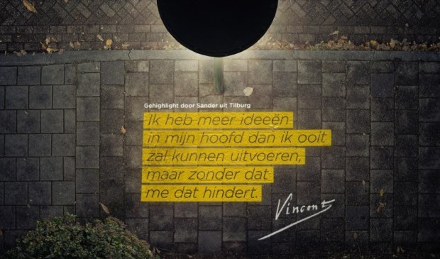 • Illustratie van het briefcitaat dat is te zien in de Vincent van Goghstraat in Lekkerkerk.