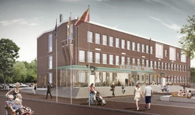 • Een impressie van hoe het gerenoveerde gemeentehuis van Alblasserdam eruit kan komen te zien.
