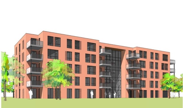 • Artist impression van het te bouwen wooncomplex aan de Meerkoetstraat in Krimpen aan den IJssel.