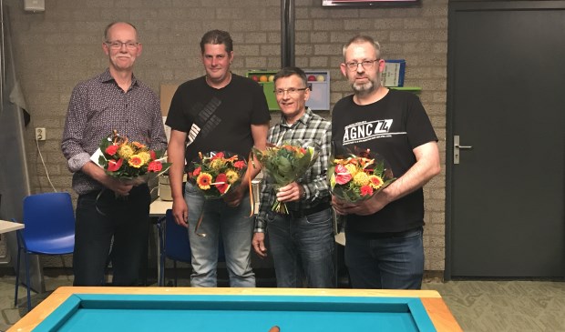 • De vier finalisten bij KBC De Linde, met Gerard Romijn als eerste van links.