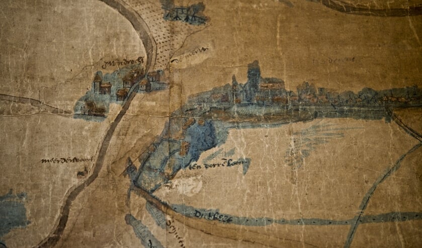 Een detail van de 'reuzenkaart' uit 1540.