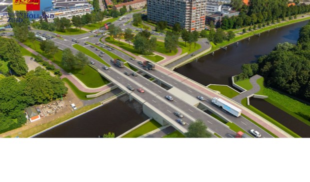 Voordat het Lammenschansplein en omgeving er zo uit zien, dreigt het verkeer hier nog veel meer vast te lopen dan nu al het geval is. (Foto: Provincie ZH)