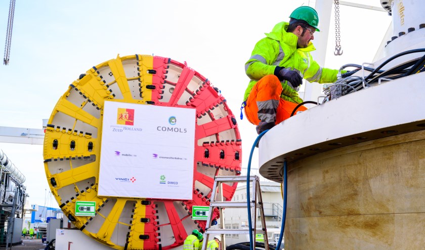 De tunnelboormachine die half juni onder Voorschoten door gaat boren. Foto: Steven van Veen