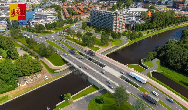 Het duurt nog een paar jaar maar zo komt de Lammenschansbrug er uit te zien. Foto: Provincie Zuid-Holland
