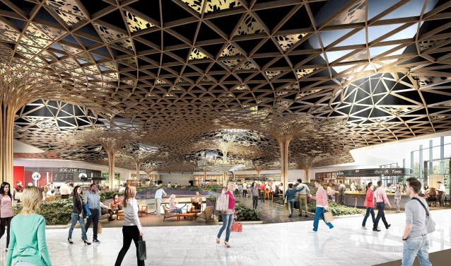 Artist impression Restaurant Plaza in de Mall of the Netherlands.