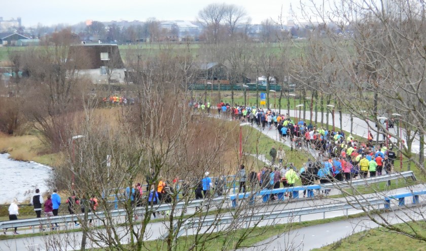 Fraai zicht op de vele deelnemers aan de Noord-Aa Polderloop. Foto: Gerda van Haaster