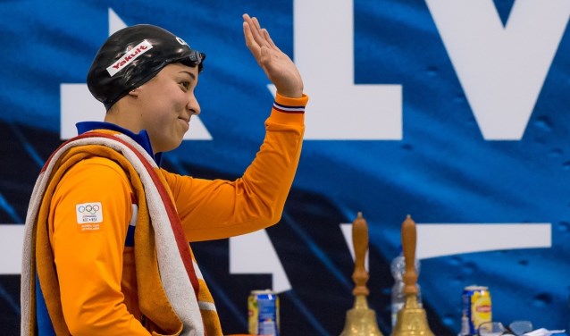 Ranomi Kromowidjojo verschijnt aan de start tijdens de Swim Cup in het Hofbad Leidschenveen-Ypenburg (foto: pr).