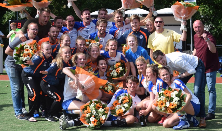Het volgend seizoen zal Meervogels Física uitkomen in de Hoofdklasse van het veldkorfbal. Foto: pr