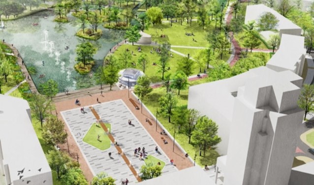 Schetsontwerp Markt - Dobbe gebied, slechts een deel van de ingrijpende plannen voor de binnenstad. Illustratie: Gemeente Zoetermeer