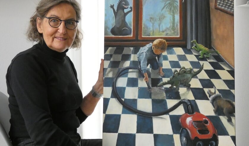 De Nootdorpse Margot Labordus – Kerklaan maakte een schilderij geïnspireerd op de bekende Delftse schilder Pieter de Hooch.