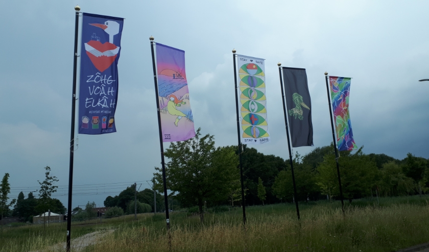 De winnende ontwerpen van Haagse Vlaggûh zijn ook in Leidschenveen te zien. Foto: Ronald Koster