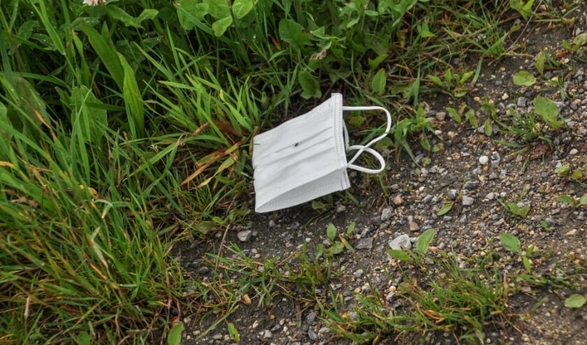 <p>Steeds vaker liggen mondkapjes en plastic handschoenen op straat en in de natuur. Ze horen er niet thuis. Foto: haagsegroen.nl </p>