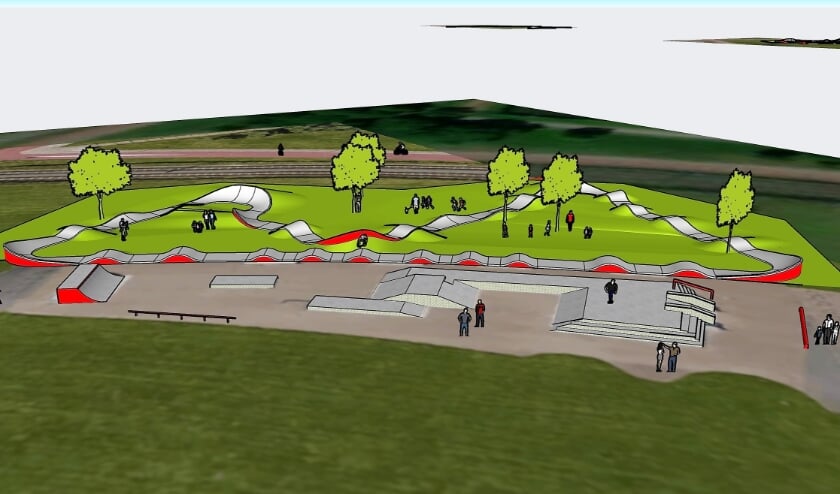 <p>Zo gaat de nieuwe skatebaan aan het eind van de Rijswijkse Landings- laan op Ypenburg eruit zien. Foto: Artist impression</p>