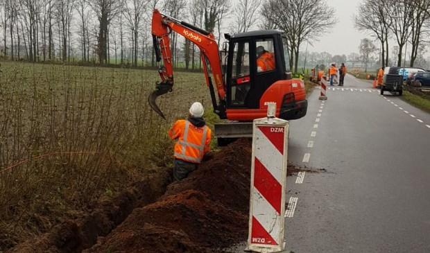 De aanleg van glasvezel in Ysselsteyn is gestart. Foto: GlaswebVenray.