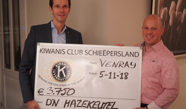 De overhandiging van de cheque.