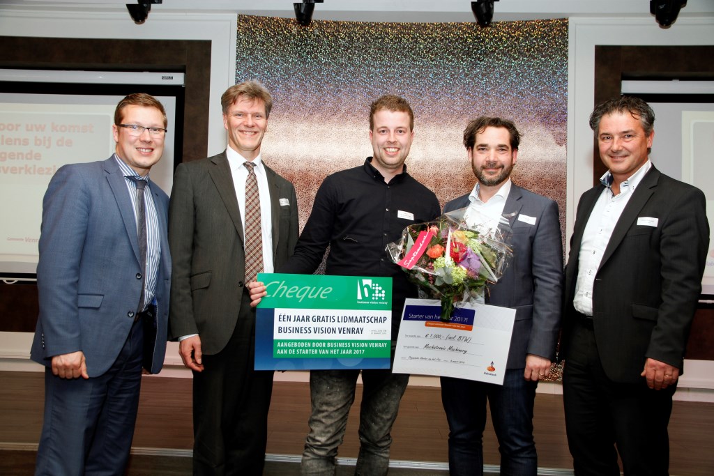 Van links naar rechts: Bob Vostermans, Jan Loonen, Miel Spreeuwenberg, Peter Deriks, Sven Bosveld