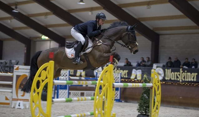 Actiefoto tijdens de editie van Jumping Indoor Leunen 2018. Foto: Maarten op den Drink