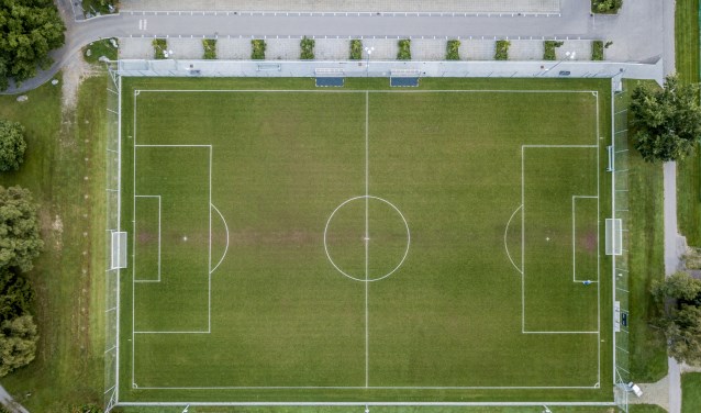 Luchtfoto van een voetbalveld. Foto: Shutterstock