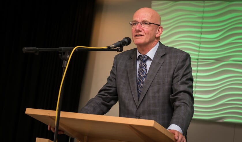 Gert-Jan van der Valk aan het woord tijdens zijn afscheidsreceptie. Foto: Wim van Vossen Fotografie