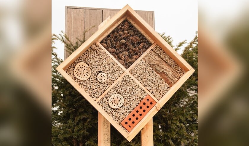 De bijenhotel wordt bij de begraafplaats Eikenhof geplaatst.