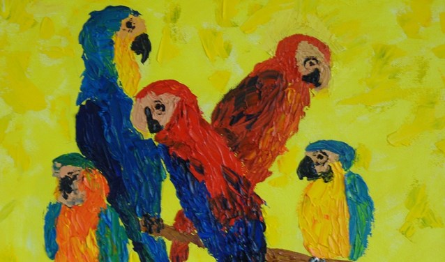 Papegaaien door Jose den Toom. Een van de werken te zien tijdens expositie ANNO.