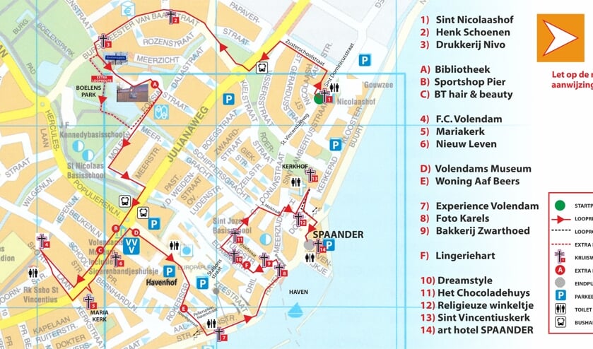 Plattegrond Kruiswegroute Volendam