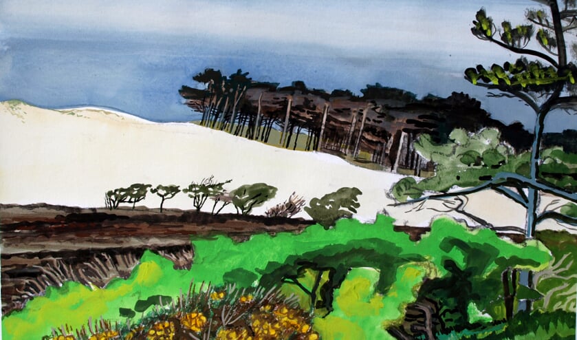 Theo de Feyter, Bergense en Schoorlse duinen. Gouache.