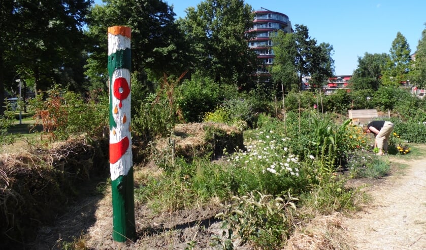 De fietsers komen ook langs Rosarium Vriendentuin in Krommenie.