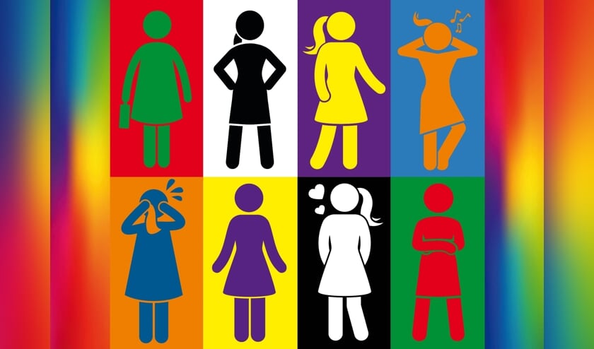 Acht vrouwen: elk met hun eigen tinten, oftewel hun eigen karakter en emoties.