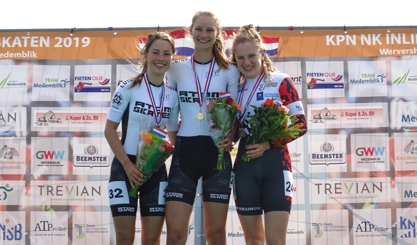 Ramona Westerhuis won zilver en Bente Kerkhoff goud op de 1.000 meter.