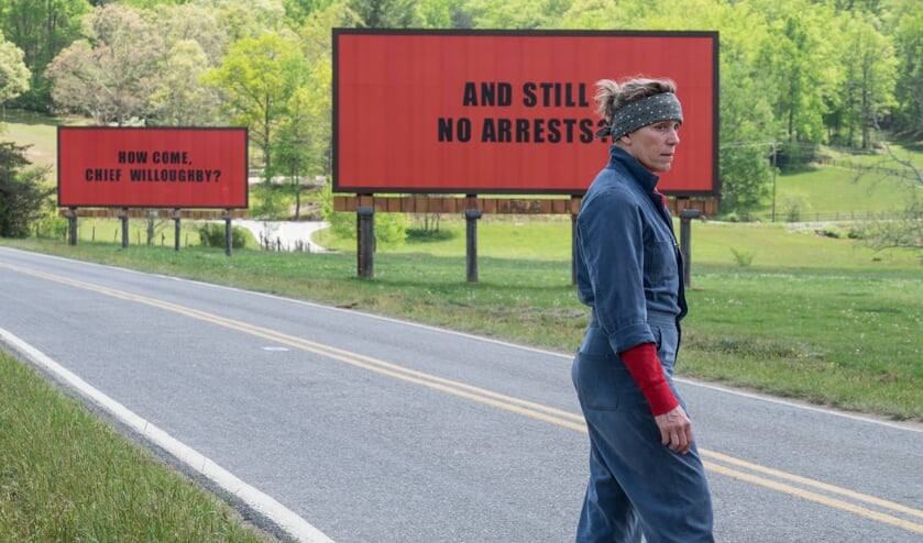 Beeldfragment uit de film 'Three Billboards Outside Ebbing, Missouri'.