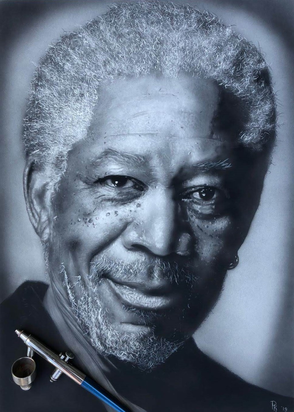 Een portret van acteur Morgan Freeman. 