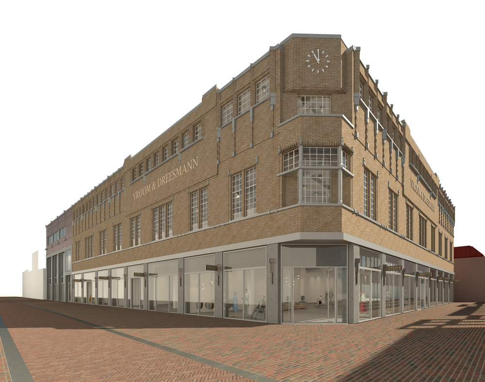 Facelift voor het pand van Vroom en Dreesman (Impressie: BFAS-Architectuur)