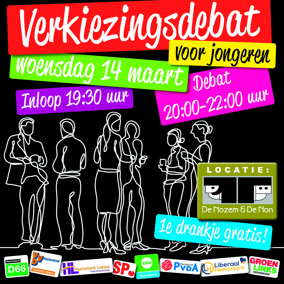 De poster van het verkiezingsdebat voor jongeren op 14 maart. (foto aangeleverd)