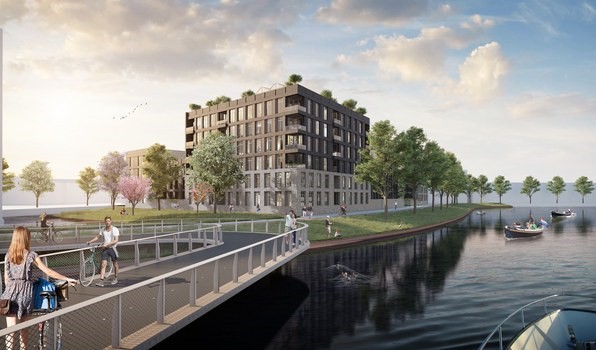 Het project omvat 150 woningen met open verbindingen naar omliggende wijken. (Artist impression aangeleverd)