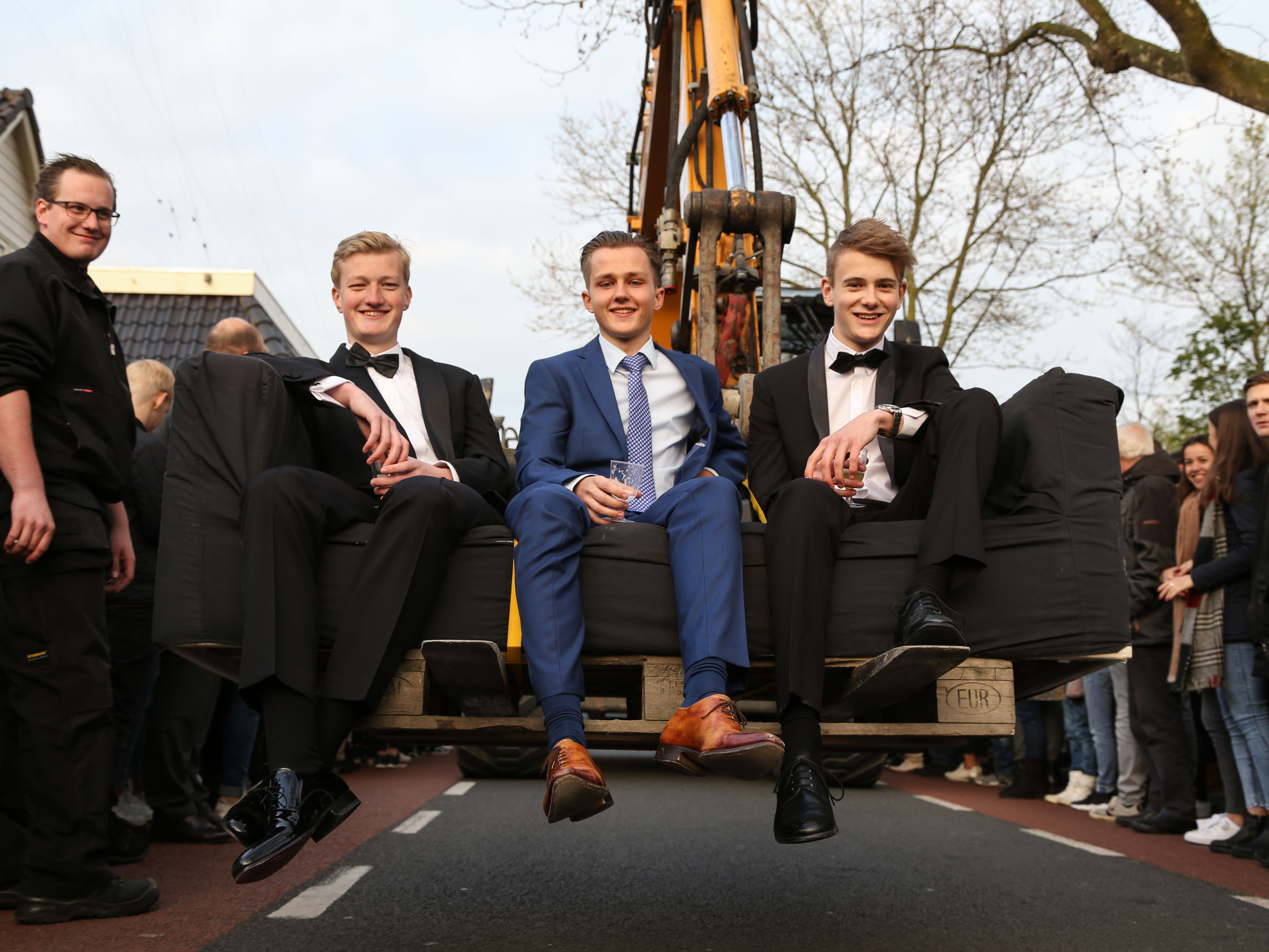 De aankomst van eindexamenleerlingen bij De Paus in april 2017. (Foto: Nardus Bosma)