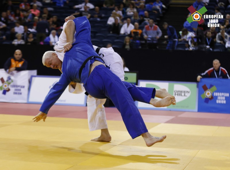 Hendrik Koppe was in de halve finale te sterk voor Ian Evans. (Foto: EJU)