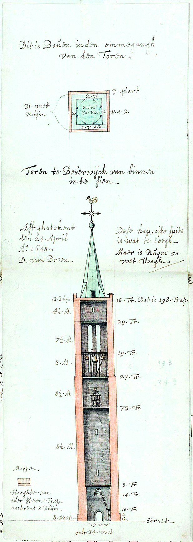 Werktekening van de Wijkertoren. (Aangeleverde afbeelding)