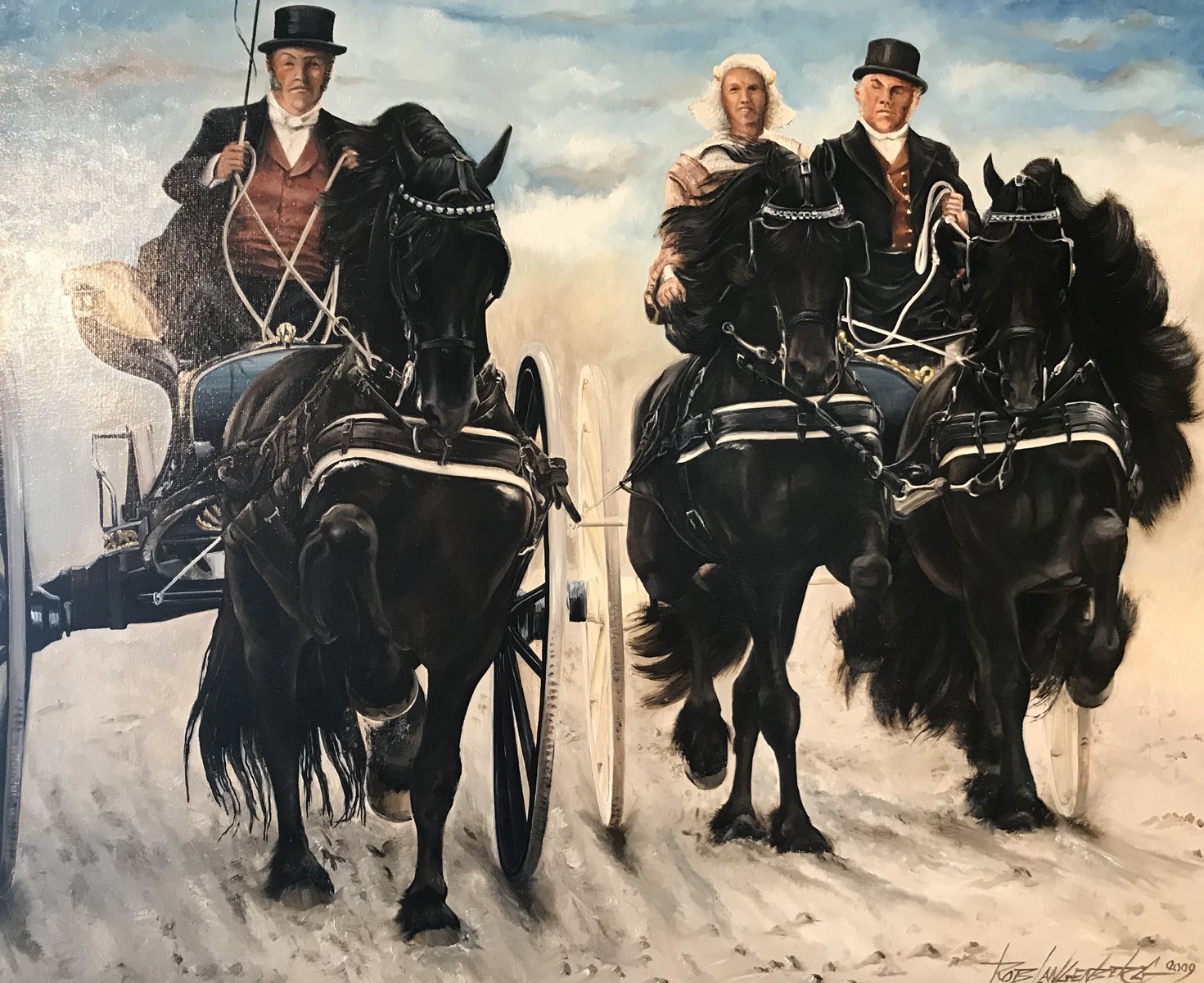 Rob Langenberg uit Heerhugowaard toont ’zijn’ Friese paarden op de Schager markt. (Foto: aangeleverd)