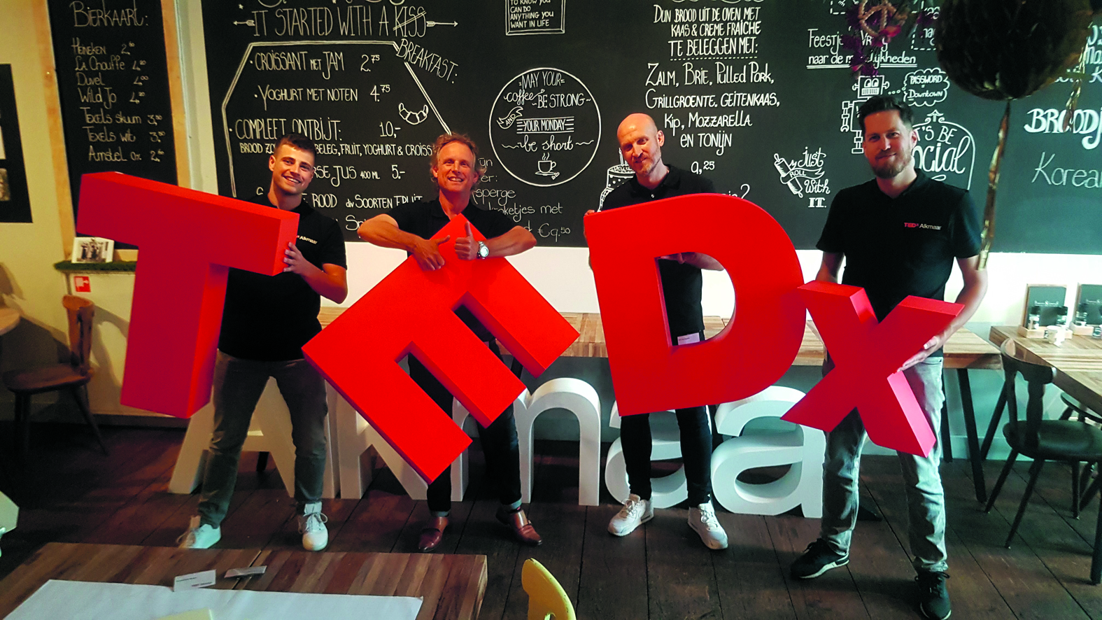 TEDxAlkmaar teamleden Cas Kaandorp, Edwin Stolk, Bart van Koppen en Bart Verbiest. (Foto: aangeleverd)