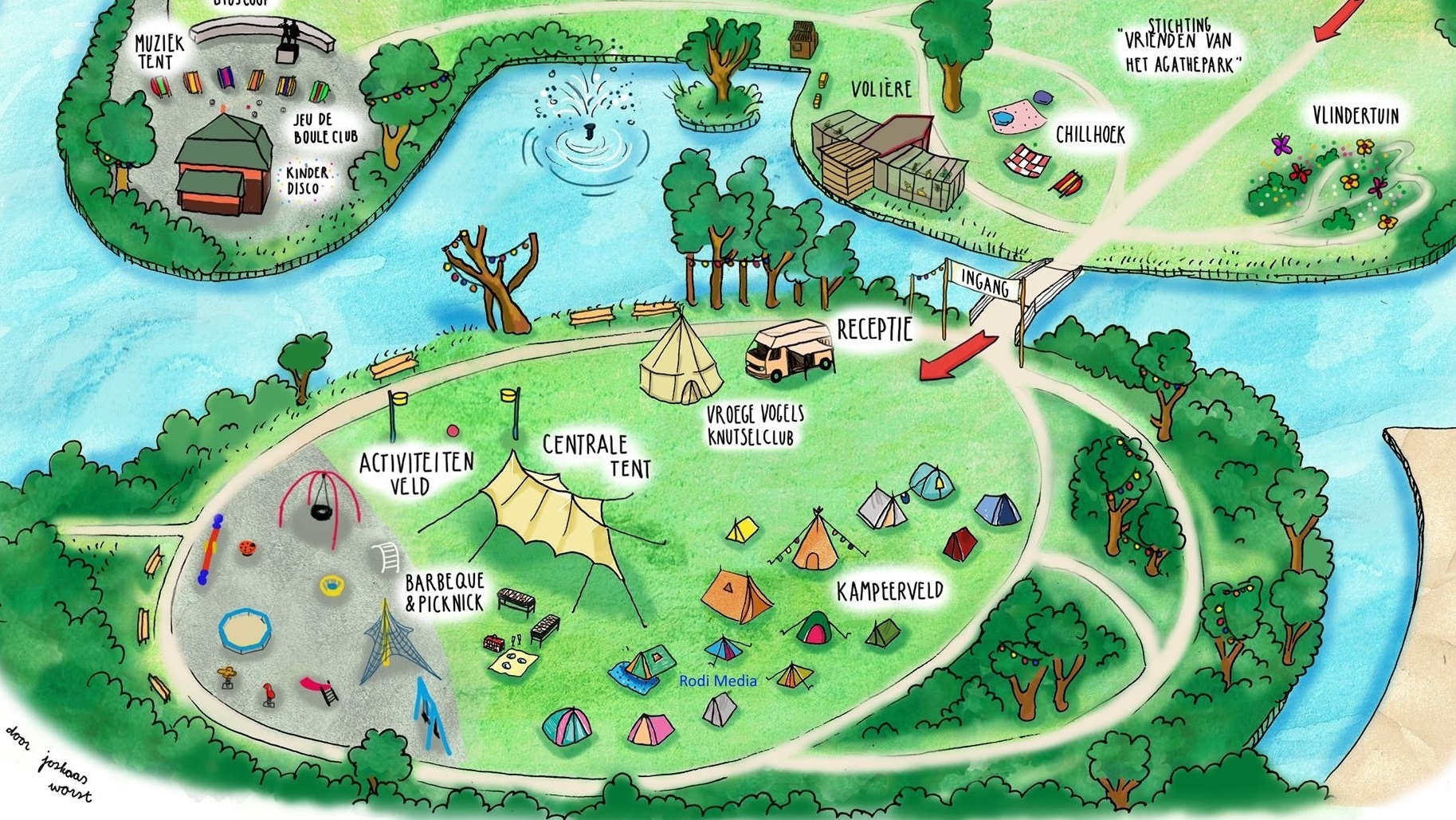 Plattegrond van een van de Buurtcampings in Zaanstad, het Agathepark. (Illustratie: De Buurtcamping)