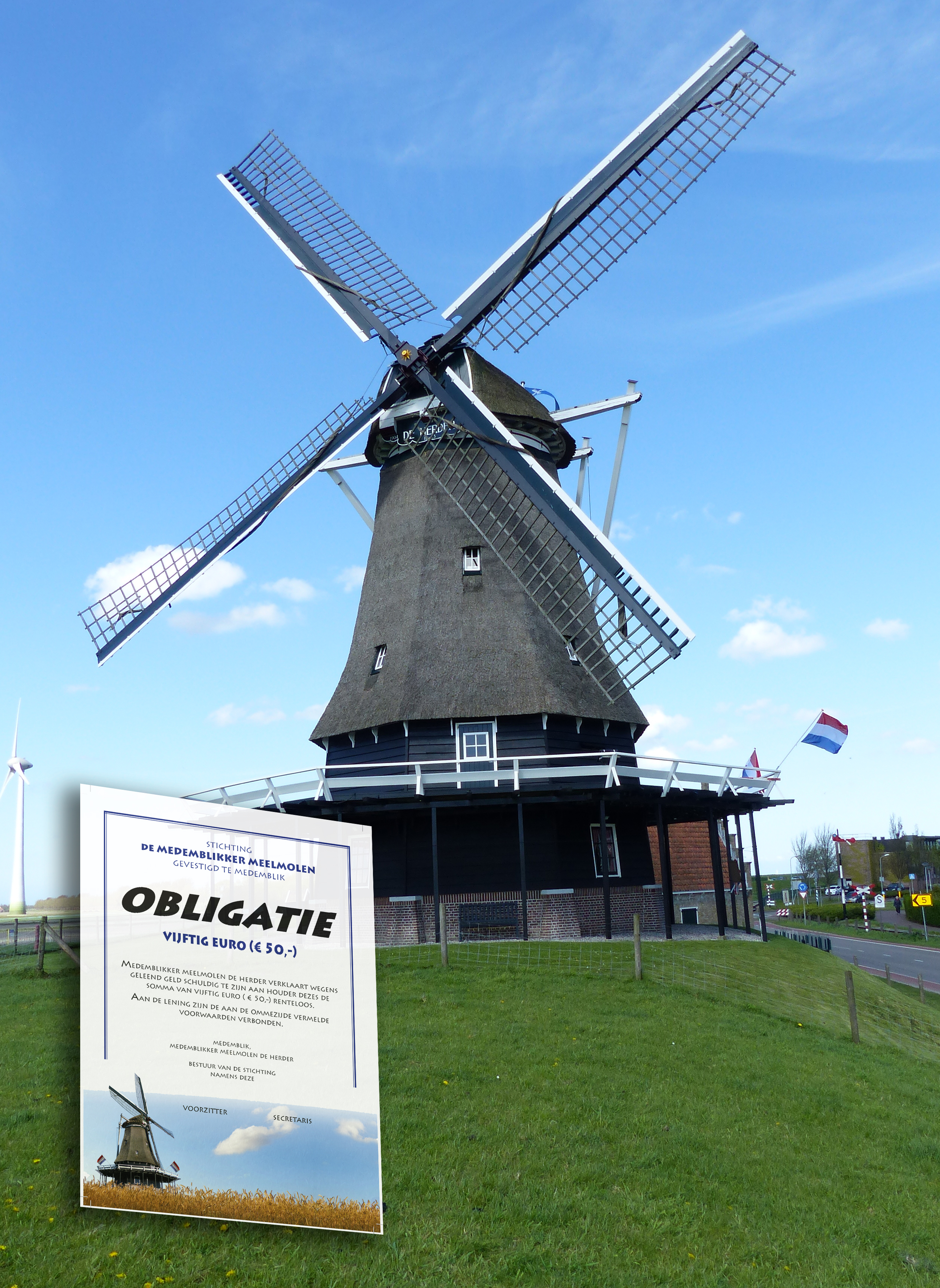 Wie een obligatie heeft van meelmolen de Herder kan die inwisselen. Of schenkt het aan de stichting. (Foto: aangeleverd)