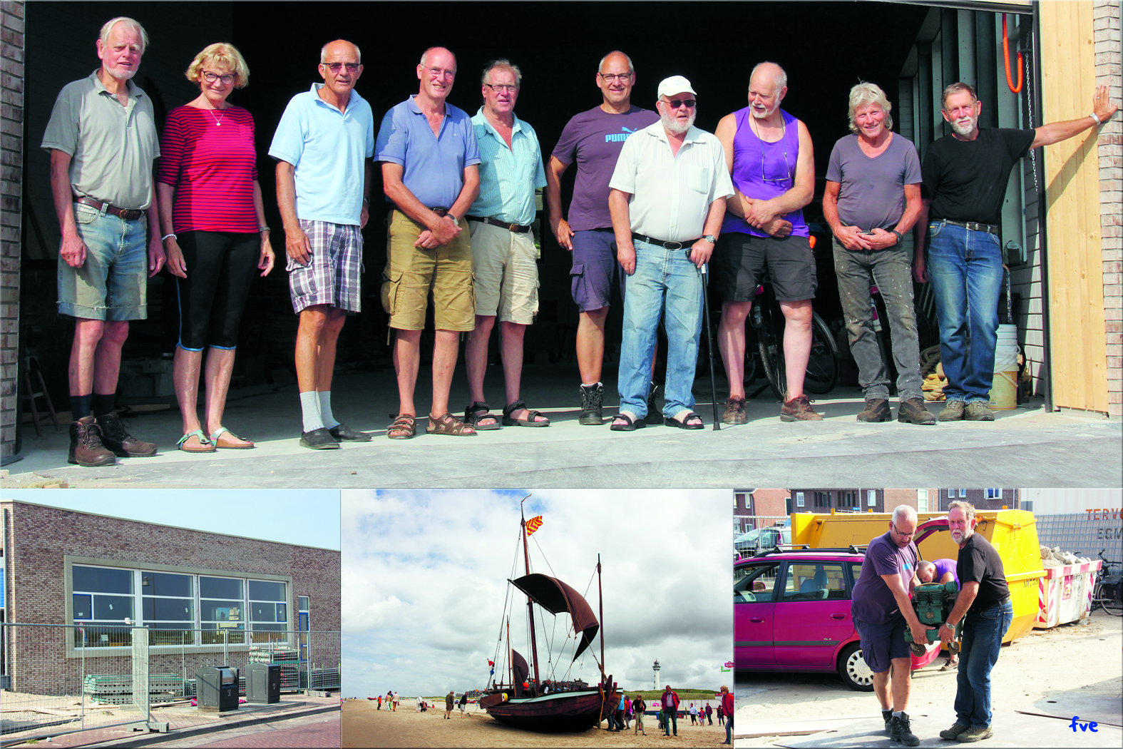 Een groot deel van de ploeg die de komende maanden de nieuwe loods van De Egmonder Pinck gaat afwerken (tekst en foto’s Frits van Eck)
