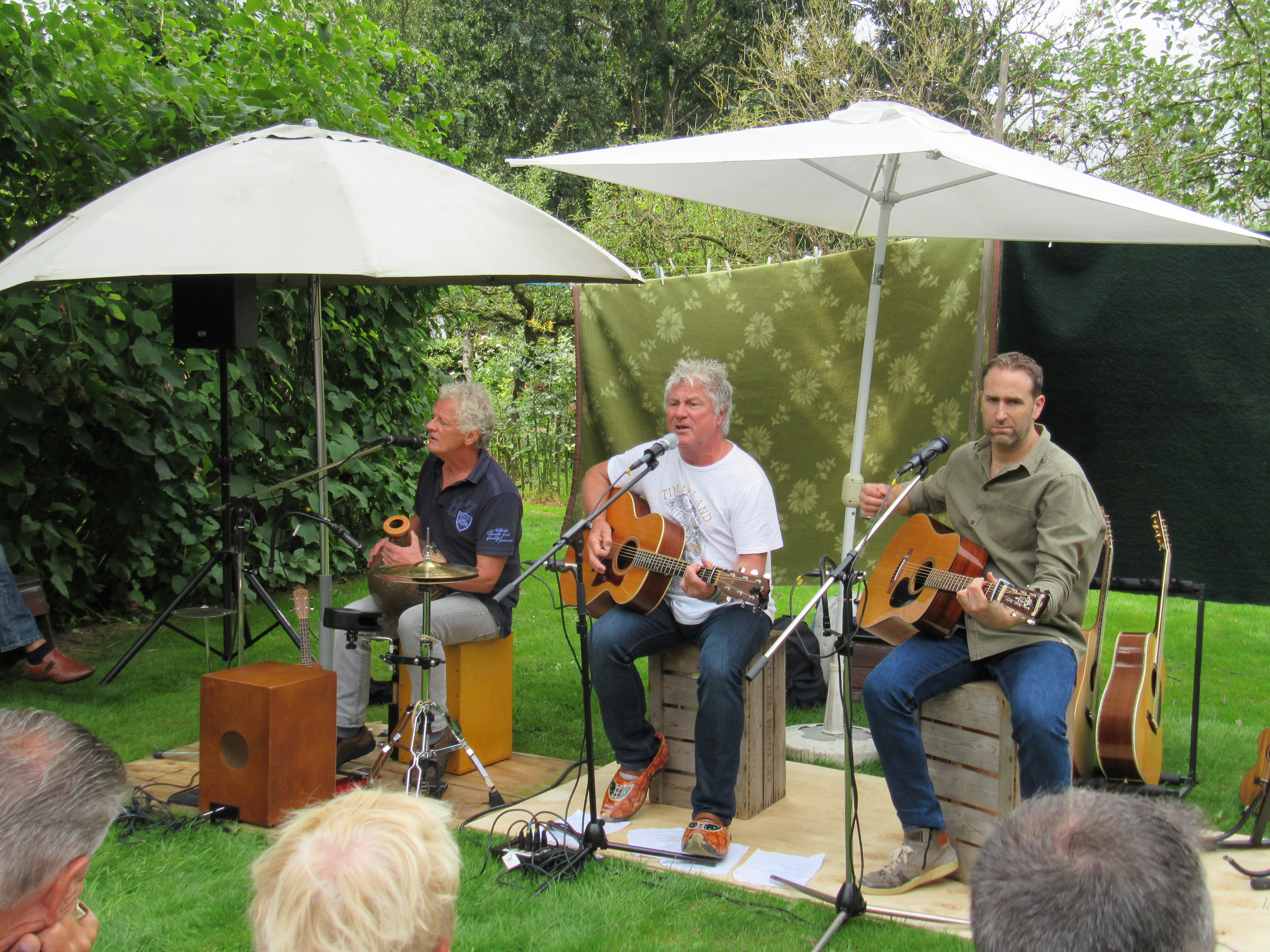 Marcel Kapteijn and The Raindogs zong en speelde constant voor een tokvolle boomgaard. (Foto: John Bontje)