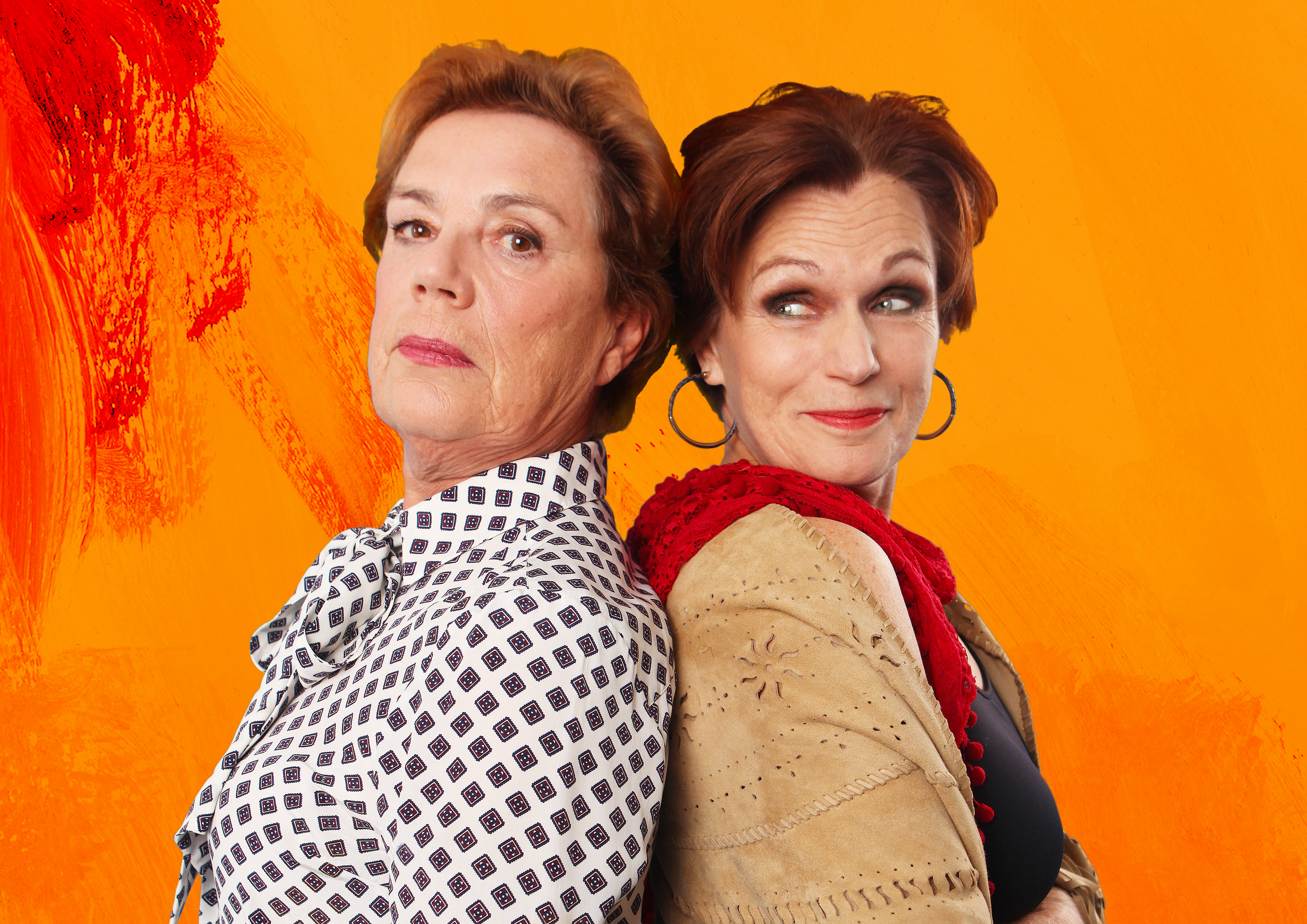 Liz Snoijink en Raymonde de Kuyper schitteren in 'Kunst & Kitsch'. (FOTO: LESLEY POLS)