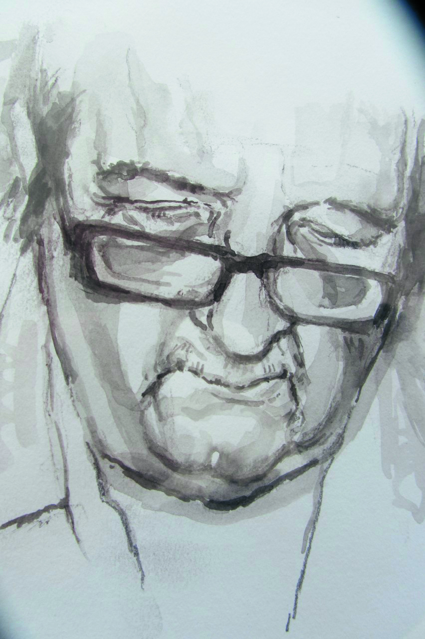 Jan de Waal. (Tekening: Mieneke Karelsen) Het verpleeghuis plan. (Foto: Jan de Waal)